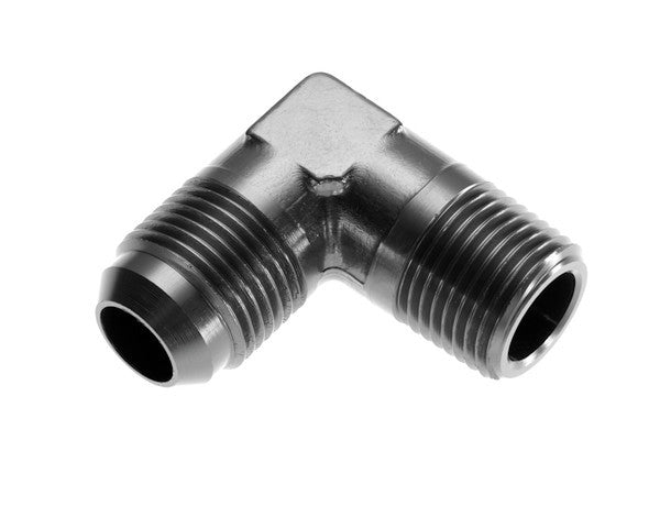 4AN 90Deg Male Adapter to 3/8in NPT Male Black