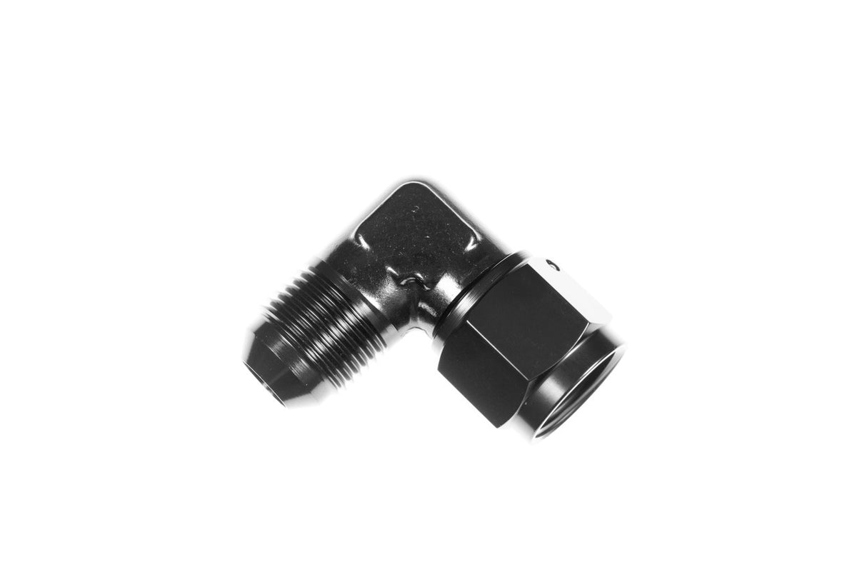 6AN Female to 6AN Male Fitting 90-Deg Black