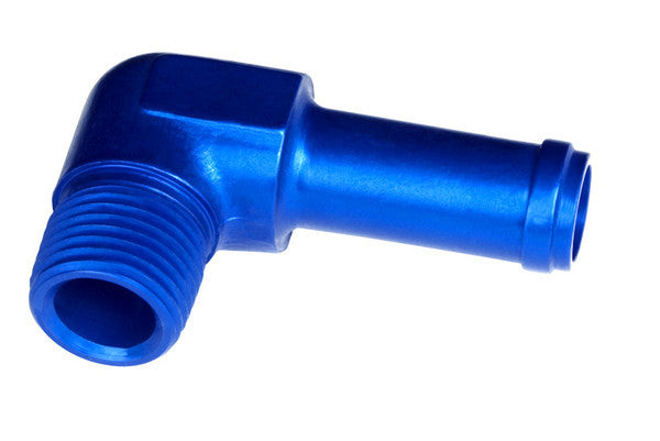 1/4in Hose to 1/8in NPT Male 90Deg Blue