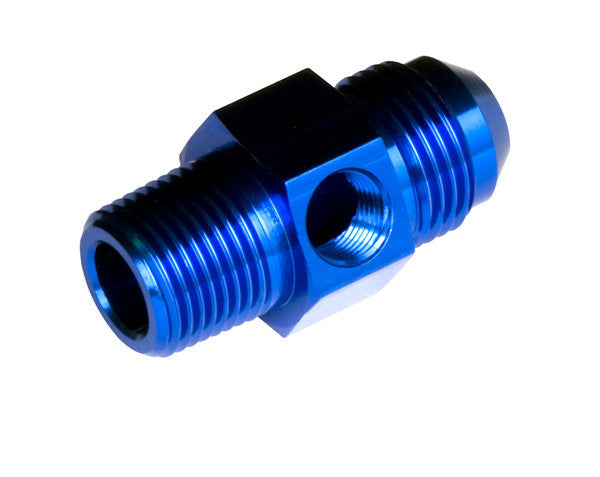 8AN M to 3/8NPT Fitting 1/8in NPT In Hex Blue