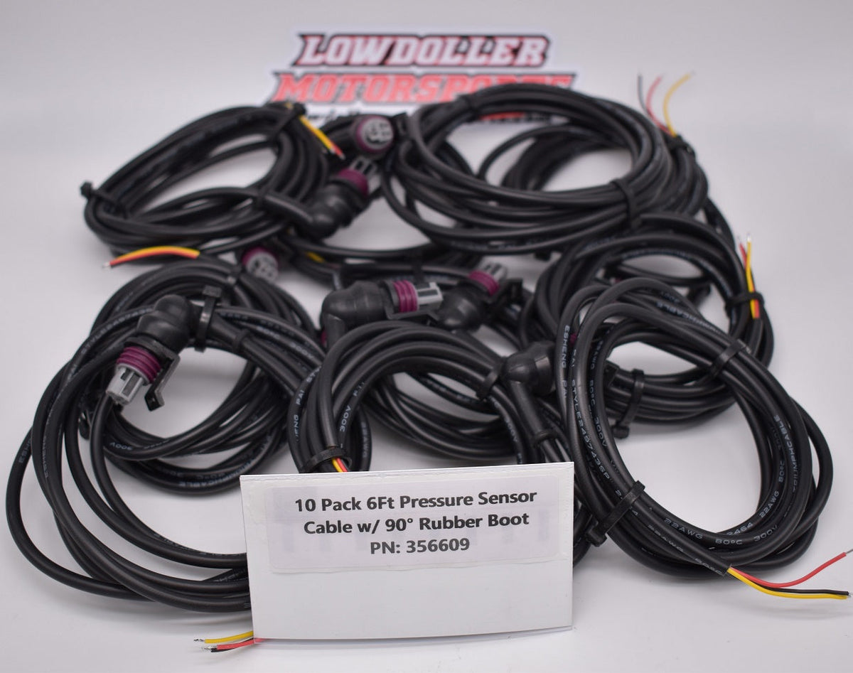 (10 pack) 6' Pre-Wired Cables with 90* Rubber Boot PN: 356609