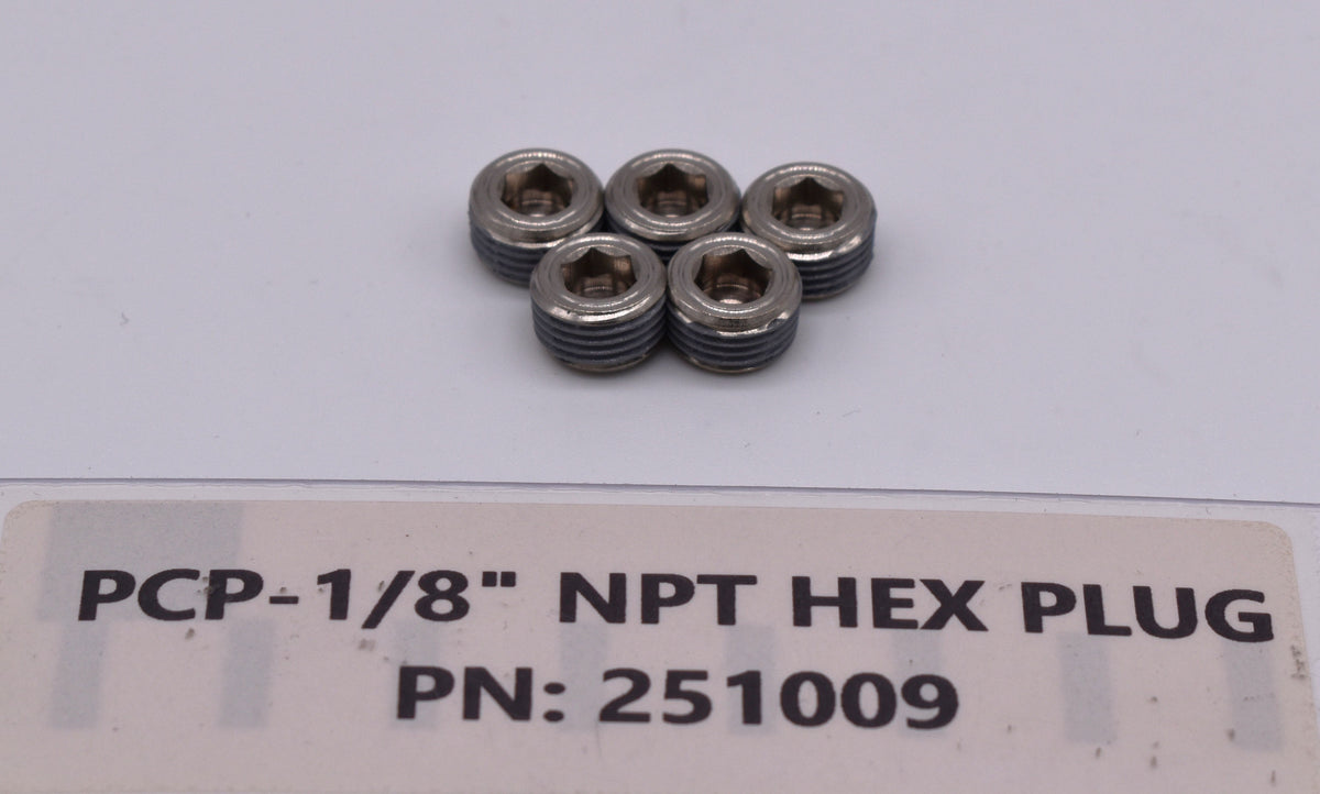 PCP -1/8" NPT Hex Plug (Pack of 5) PN:251009