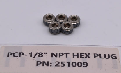 PCP -1/8" NPT Hex Plug (Pack of 5) PN:251009
