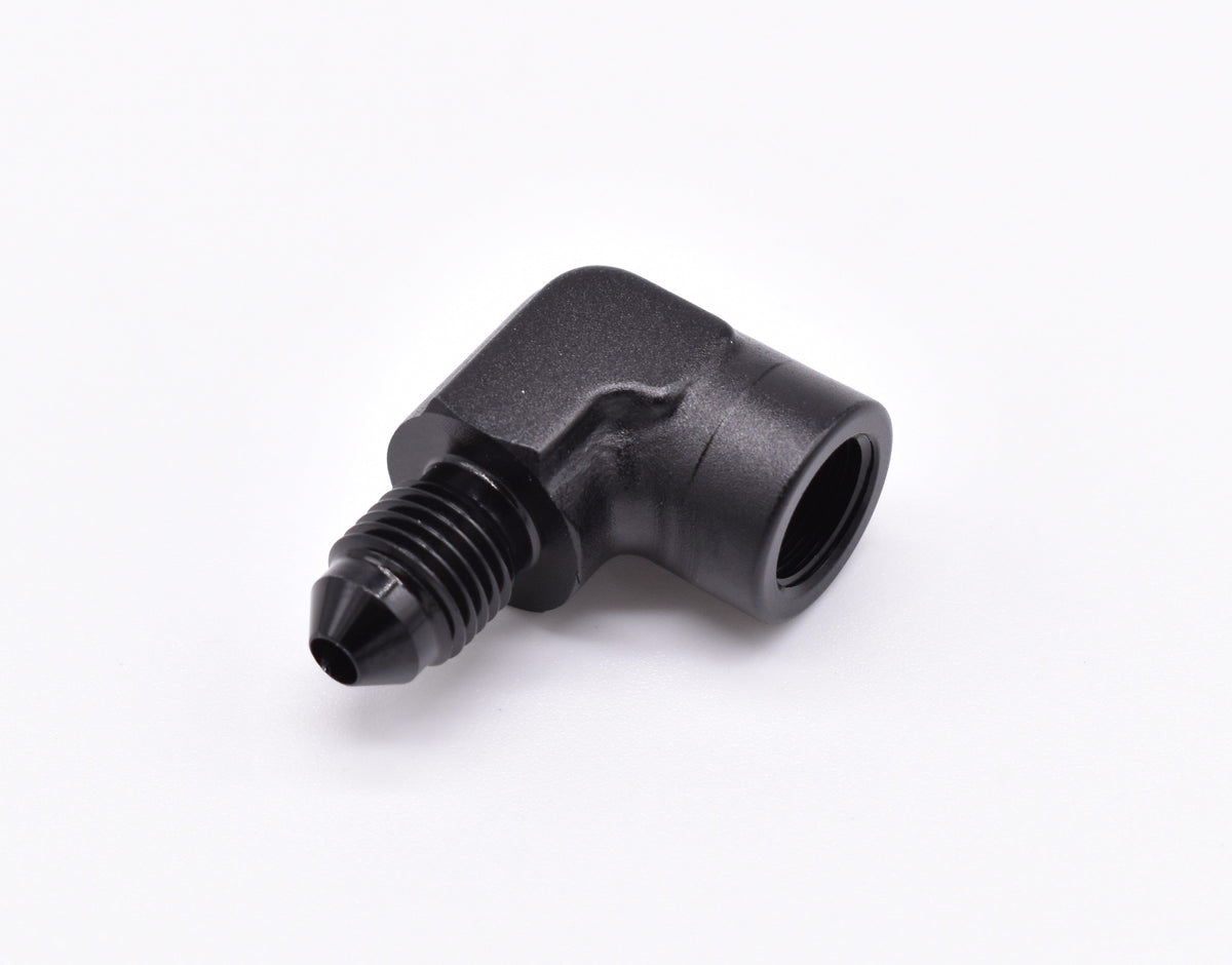 Female 1/8" NPT to -3AN Male Flare 90 Degree Adapter PN: 456182