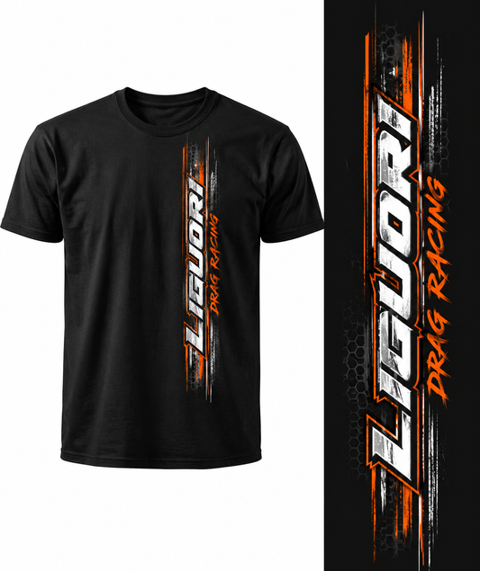 Liguori Drag Racing T-Shirt Front Vertical Design