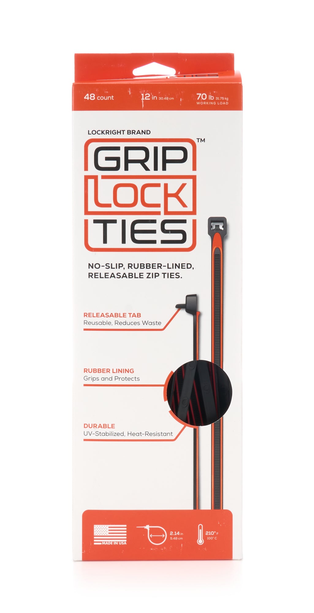 Zip Ties 12in Releasable Black / Red 48pk