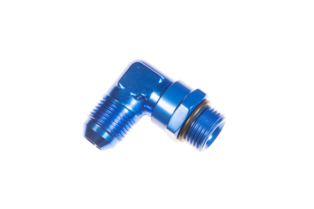 6AN Male to 6AN ORB Male Swivel 90deg Blue
