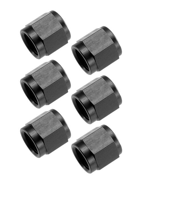 4an Alm Tube Nuts 7/16-20 6pk Black