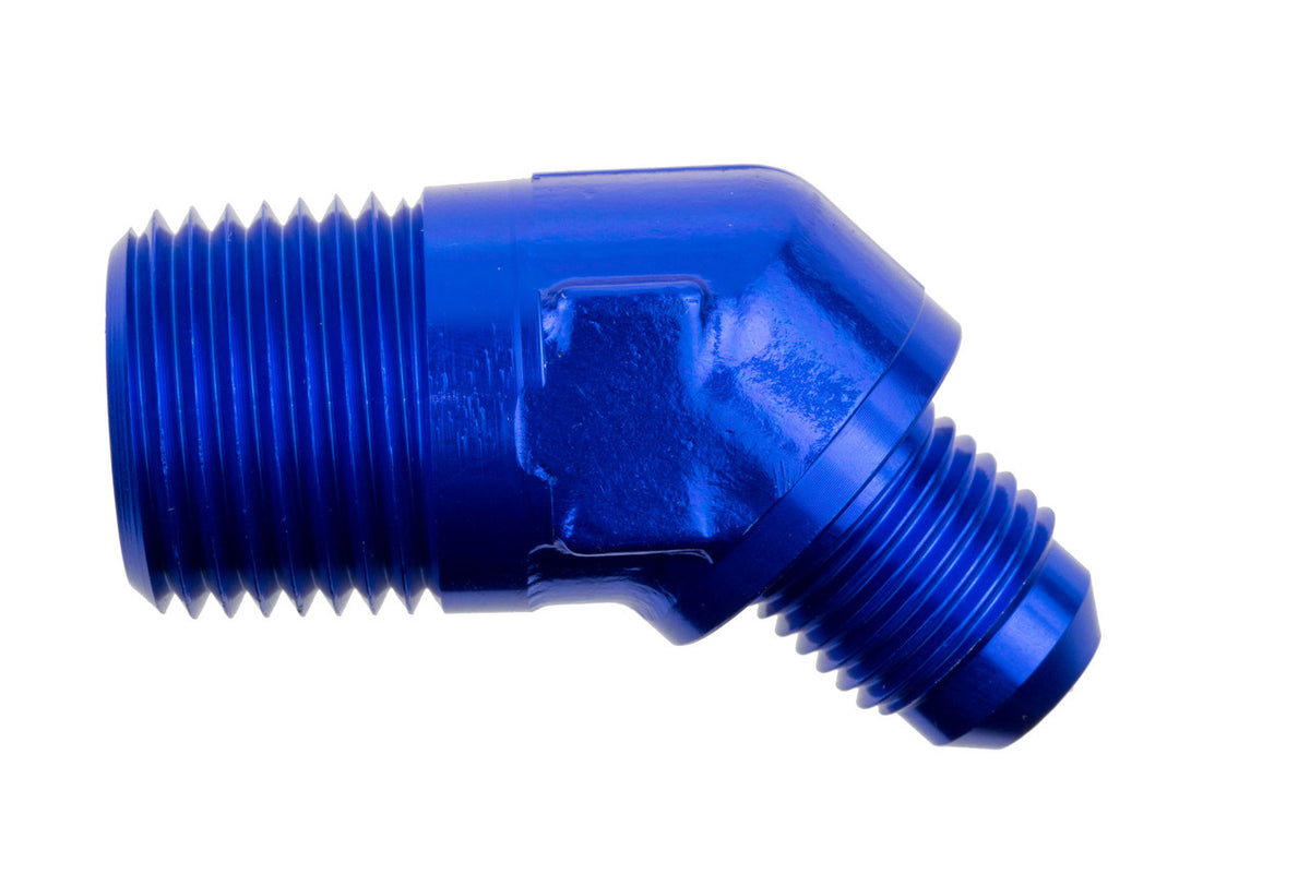 6AN 45Deg Male Adapter 1/2 NPT Blue
