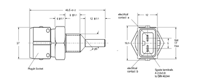 Analog Fluid Temp Sensor 1/8” NPT 0-300°F (1:1 Replacement for Racepak™ 810-TR-300)