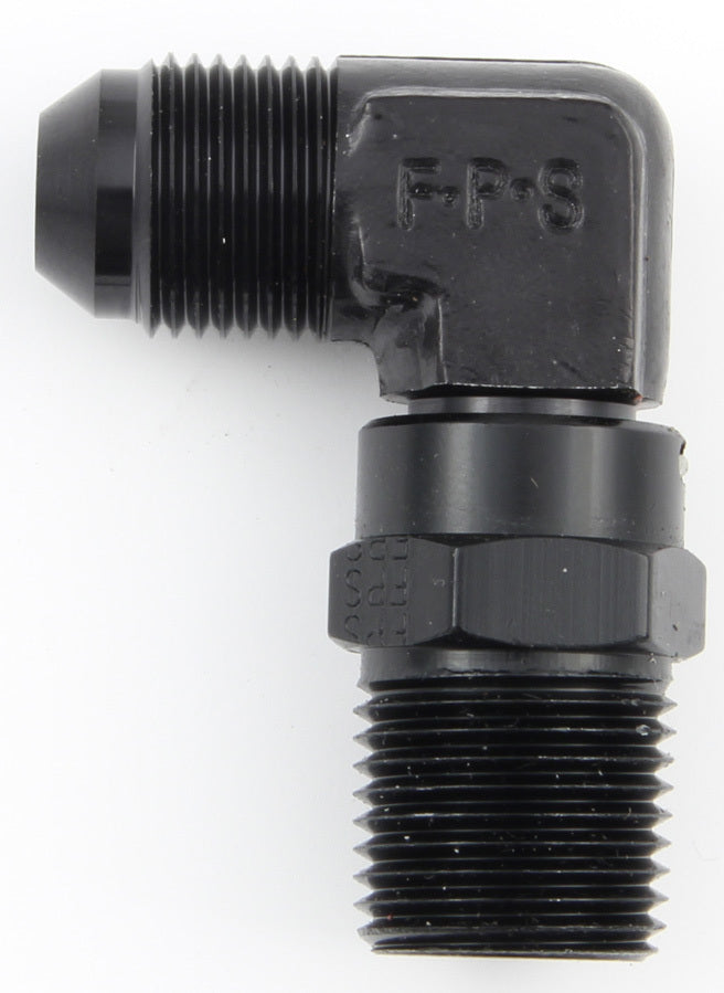 #4 x 1/4 MPT 90 Deg Swivel Adapter Black